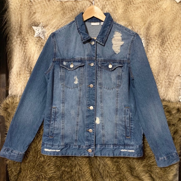 Nordstrom B.P. Distressed Denim Jean Jacket - Picture 1 of 3